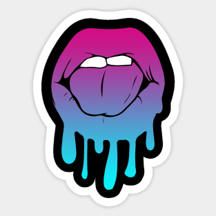 Vaporwave Dripping Lips Tongue Bite Sticker